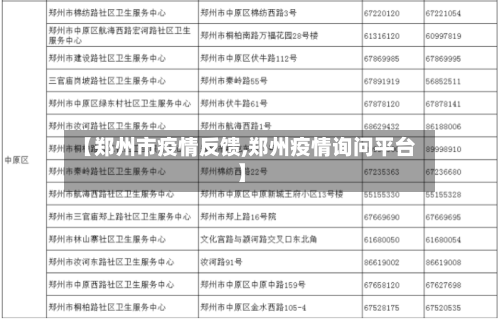 【郑州市疫情反馈,郑州疫情询问平台】-第1张图片