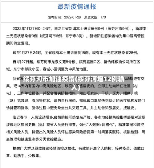 绥芬河市加油疫情(绥芬河增12例输入)-第1张图片